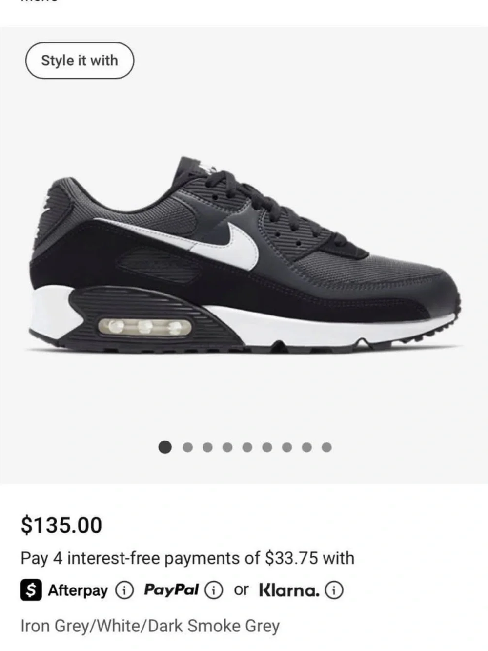 Nike Air Max 90 Men's Black and Gray Low-Top Sneakers